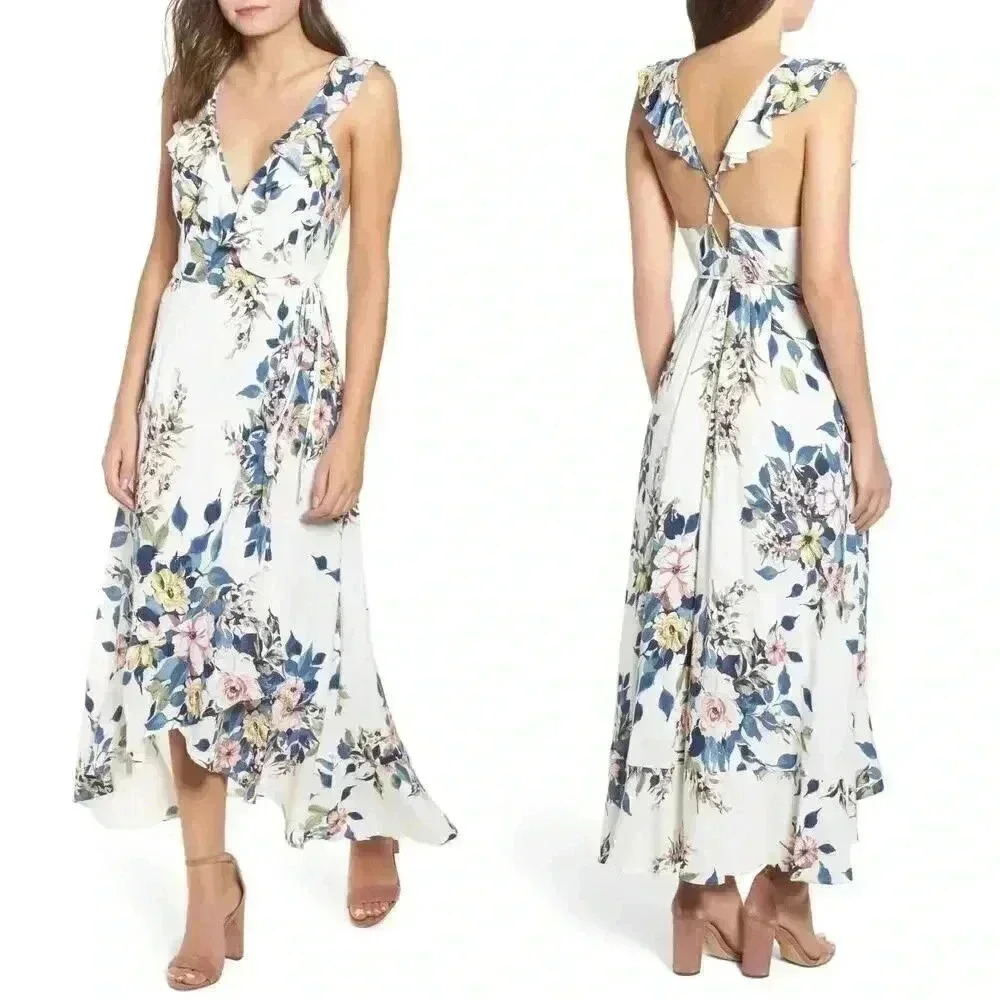 Leith Floral Print Wrap Dress Size Medium